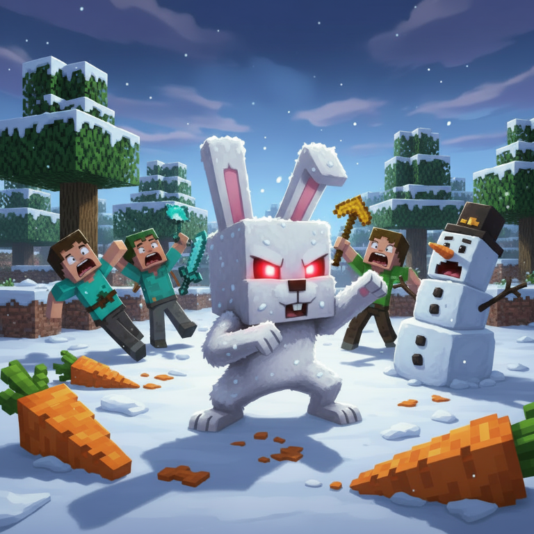 Pesadilla blanca y esponjosa: La historia completa del Conejo Asesino en Minecraft